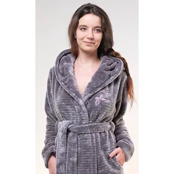 Dámský župan Vienetta Dámský župan krátký s kapucí Monika Barva: šedá, Velikost: L