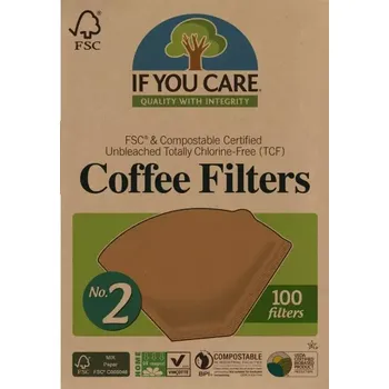 Příprava kávy If you care Papírové filtry na kávu, nebělené 100 ks No. 2
