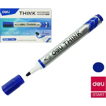 Popisovač Deli Think kulatý stíratelný, modrý (8559) EU00130
