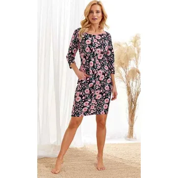 Dámské noční prádlo Taro, dámská noční košile 2444-Nessa, 3/4 rukáv, černá, vel. S