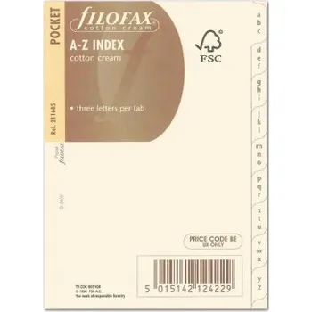 Diář Náplň Filofax - kapesní - index A-Z - 211685