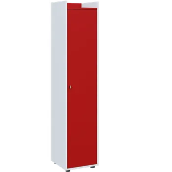 Šatní skříň QN 5 - 4D skříň, 1-dveřová, pravá, 1830x400x400, bílá/červená flamengo