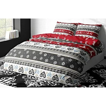 Povlečení Aaryan´s Povlečení mikroplyš ZIMA ČERVENÁ 140 x 200 70 x 90
