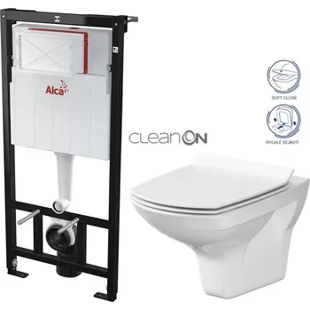 WC sada Předstěnový instalační systém bez tlačítka + WC CERSANIT CLEANON CARINA + SEDÁTKO AM101/1120 X CA3