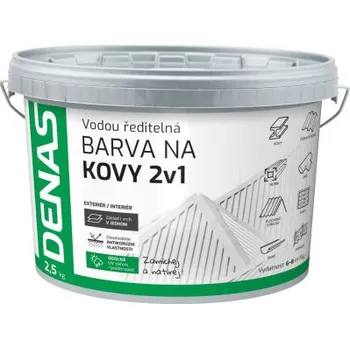 barva na kov DENAS BARVA NA KOVY 2v1 antikorozní rychleschnoucí barva, 0199 černá, 2,5 kg