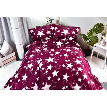 Povlečení Aaryan´s Povlečení mikroplyš HVĚZDA VÍNOVÁ 140 x 200 70 x 90