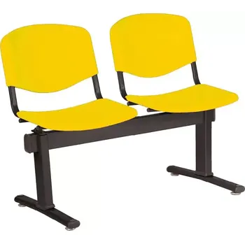 VINCENZA - 2, plastová lavice do čekárny, 2-sedák, žlutá, kostra černá