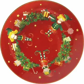 Tác/mísa porcelánová 31 cm červený ELFOMAGIA BRANDANI (barva - červená s motivem)
