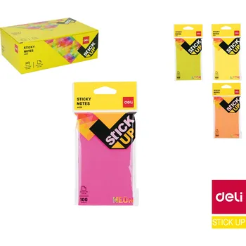 Samolepící bloček Bloček samolepící Deli neon stick up 76 x 126mm mix 100l EA02502