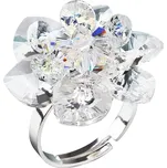 Stříbrný prsten s krystaly Swarovski bílá kytička 35012.1 Krystal