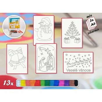 kreativní sada Radost v písku Sada střední VÁNOČNÍ - Barevné pískování obrázků