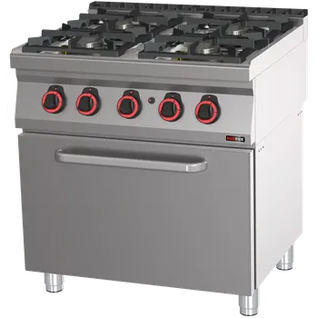 Sporák Sporák plynový se statickou plynovou troubou GN 2/1 - 4x hořák | REDFOX - SPT 70/80 21 G