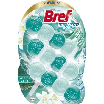 WC čistič Bref Brilliant Gel All in 1 Alpine Lake WC blok, 3× 42 g