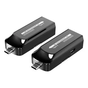 Kabel do PC PremiumCord USB-C na USB-C extender přes Cat6/6A/7 rozlišení 4K@60Hz na 60m