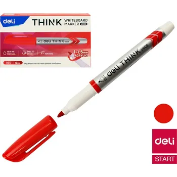 Popisovač Deli Think stíratelný, červený (2709) EU00640