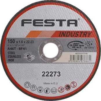 Řezný kotouč 150x1.6x22.2mm řezný na kov FESTA INDUSTRY kotouč 22273