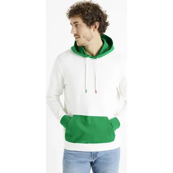 Pánská mikina Celio Mikina s kapucí Demultico - Pánské Celio bílá | zelená 2241637