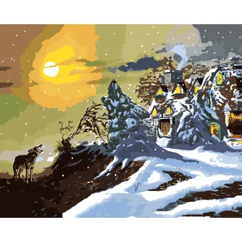 ZUTY Malování podle čísel - VYJÍCÍ VLK, TYGR A SÍDLO (D. RUSTY RUST) Rozměr: 40x50 cm, Rámování: bez rámu a bez vypnutí plátna