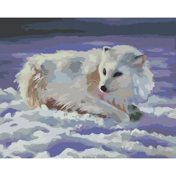 ZUTY Malování podle čísel - POLÁRNÍ LIŠKA NA SNĚHU (D. RUSTY RUST) Rozměr: 40x50 cm, Rámování: vypnuté plátno na rám