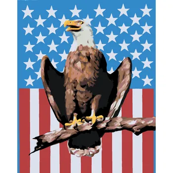 ZUTY Malování podle čísel - OREL NA AMERICKÉM POZADÍ (D. RUSTY RUST) Rozměr: 40x50 cm, Rámování: vypnuté plátno na rám