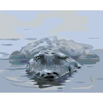 ZUTY Malování podle čísel - ALIGÁTOR VE VODĚ (D. RUSTY RUST) Rozměr: 40x50 cm, Rámování: bez rámu a bez vypnutí plátna