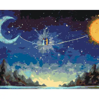 ZUTY Malování podle čísel - SPOJENÍ MEZI SLUNCEM A MĚSÍCEM Rozměr: 40x50 cm, Rámování: bez rámu a bez vypnutí plátna