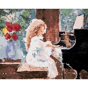 ZUTY Malování podle čísel - HOLČIČKA HRAJÍCÍ NA PIANO Rozměr: 40x50 cm, Rámování: bez rámu a bez vypnutí plátna