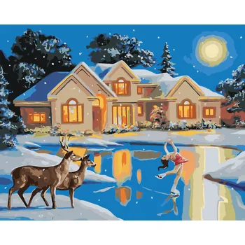 ZUTY Malování podle čísel - KRASOBRUSLAŘKA NA JEZEŘE (D. RUSTY RUST) Rozměr: 40x50 cm, Rámování: bez rámu a bez vypnutí plátna