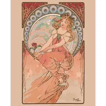 ZUTY Malování podle čísel - MALÍŘSTVÍ (ALFONS MUCHA) Rozměr: 40x50 cm, Rámování: bez rámu a bez vypnutí plátna