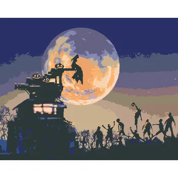ZUTY Malování podle čísel - HALLOWEEN PŘI ÚPLŃKU MĚSÍCE Rozměr: 40x50 cm, Rámování: bez rámu a bez vypnutí plátna