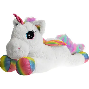plyšák Plyšový jednorožec s křídly ležící 85 cm duhový