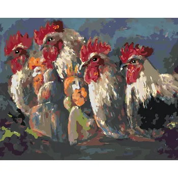 ZUTY Malování podle čísel - KOHOUTI Rozměr: 40x50 cm, Rámování: bez rámu a bez vypnutí plátna