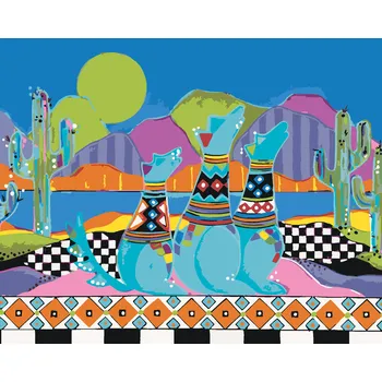 ZUTY Malování podle čísel - VYJÍCÍ PSI NA POUŠTI (JONNA JAMES) Rozměr: 40x50 cm, Rámování: bez rámu a bez vypnutí plátna