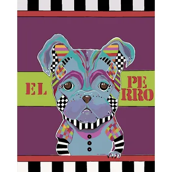 ZUTY Malování podle čísel - MALÝ PES NA FIALOVÉM POZADÍ (JONNA JAMES) Rozměr: 40x50 cm, Rámování: vypnuté plátno na rám