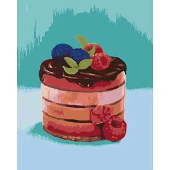 ZUTY Malování podle čísel - MALINOVÝ DORT S ČOKOLÁDOU (MYROSLAVA VOLOSCHUK) Rozměr: 40x50 cm, Rámování: bez rámu a bez vypnutí plátna