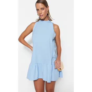 Cizojazyčná kniha Trendyol Blue Relaxed Fit Sleeveless Mini Woven Dress Trendyol světle modrá 2165639