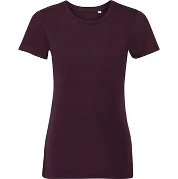Dámské tričko Russell Pure Organic Dámské 100% bavlněné organické tričko Russell 160 g/m Barva: Vínová, Velikost: M Z108F