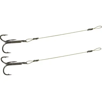 2ks - Ocelové Lanko s Trojháčkem Mistrall Hnědé 12,5cm Nosnost 18kg