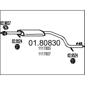 Výfukový systém Střední tlumič výfuku MTS 01.80830