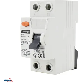 Rozvaděč Proudové chrániče 6kA 2P 30mA Schelinger Jmenovitý proud In: 16 A, Typ chrániče: AC, Jmenovitý reziduální proud: 30mA
