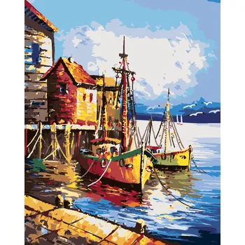 ZUTY Malování podle čísel - MALÝ PŘÍSTAV V BENÁTKÁCH Rozměr: 40x50 cm, Rámování: bez rámu a bez vypnutí plátna