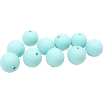Dětské navlékací korálky Natana silikonové korálky mentolové 15 mm 10 kusů