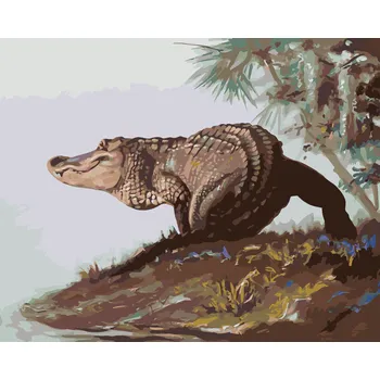 ZUTY Malování podle čísel - ALIGÁTOR NA BŘEHU (D. RUSTY RUST) Rozměr: 40x50 cm, Rámování: vypnuté plátno na rám