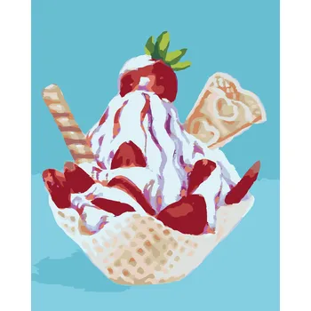 ZUTY Malování podle čísel - POHÁR S JAHODAMI (MYROSLAVA VOLOSCHUK) Rozměr: 40x50 cm, Rámování: bez rámu a bez vypnutí plátna