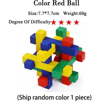 Hlavolam Dřevěný hlavolam - Barva červená koule