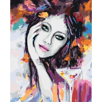 ZUTY Malování podle čísel - ABSTRAKTNÍ ŽENA S KOKTEJLEM Rozměr: 40x50 cm, Rámování: vypnuté plátno na rám