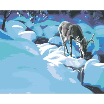 ZUTY Malování podle čísel - JELEN U ZAMRZLÉHO POTŮČKU (D. RUSTY RUST) Rozměr: 40x50 cm, Rámování: bez rámu a bez vypnutí plátna