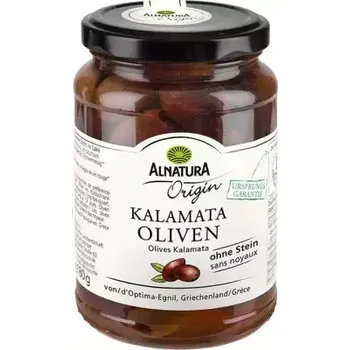 oliva Olivy černé BIO Kalamata bez pecky 350g Alnatura