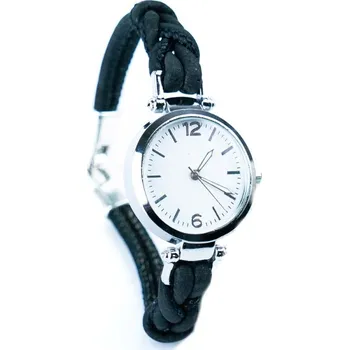 Kabelka Dámské korkové hodinky eco-friendly - Splétané, černé