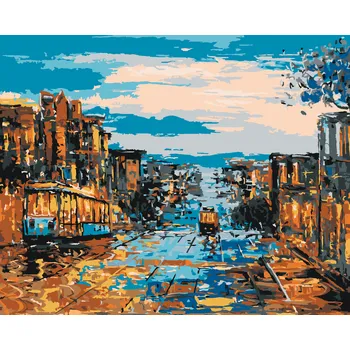 ZUTY Malování podle čísel - DOPRAVA V SAN FRANCISCU Rozměr: 40x50 cm, Rámování: bez rámu a bez vypnutí plátna